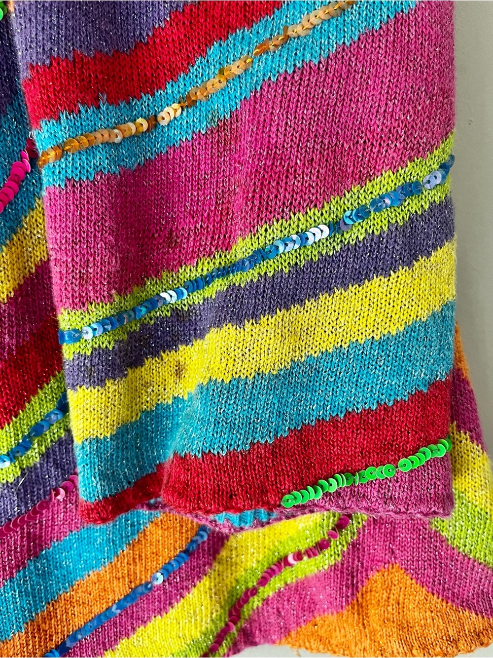 Vintage Y2K Michael Simon Rainbow Swirl Sequin Circle Sweater Cardigan Medium - Picture 4 of 4